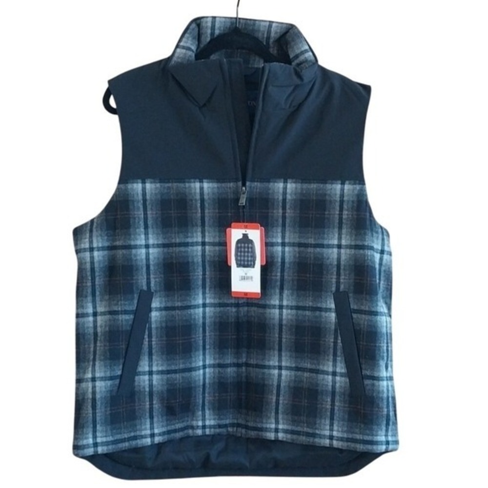 Pendleton NWT Men's Size Medium Black Gray Plaid Full Zip Wool Rich Blend Vest - Picture 13 of 13